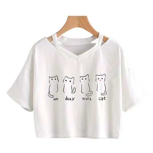 Un deux trois Cat Crop Top
