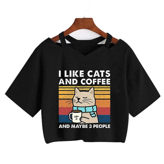 Coffee Cat Crop Top
