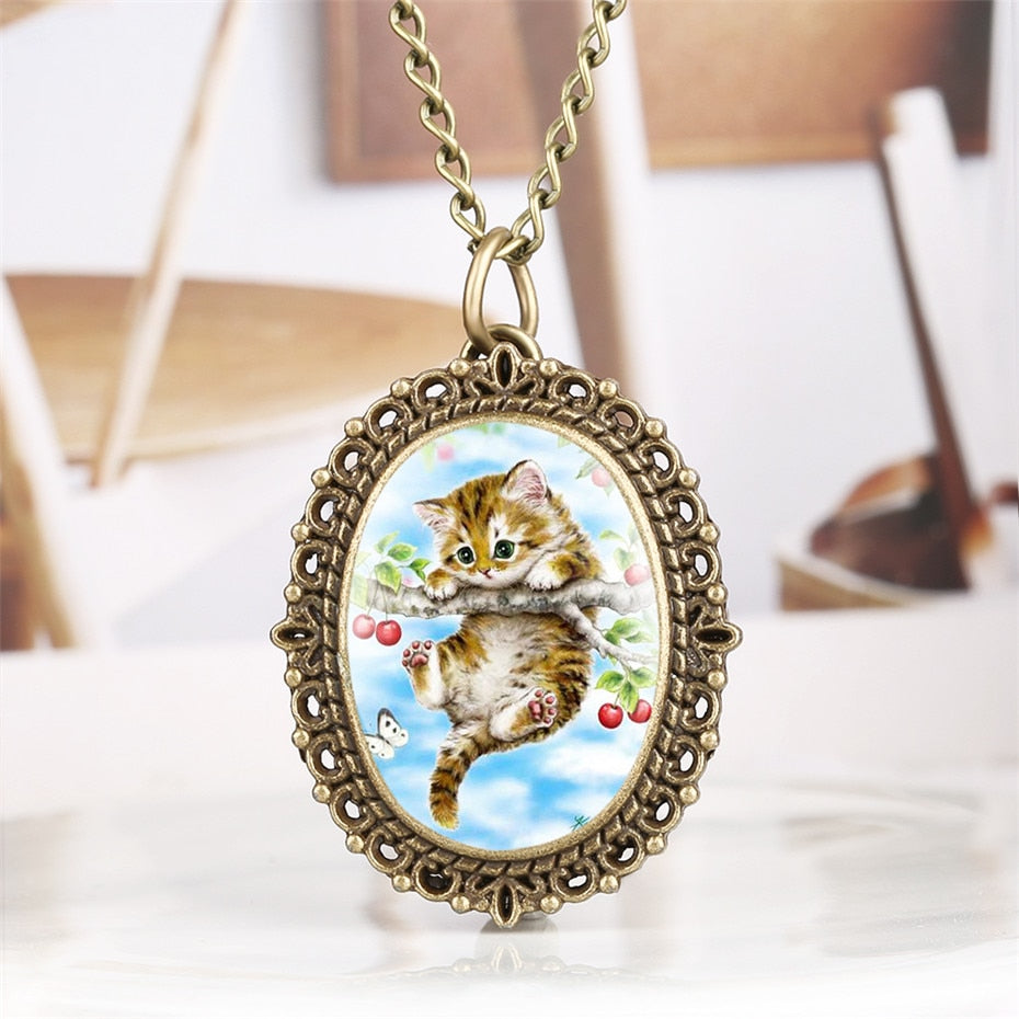 Cherry Cat Pocket Watch