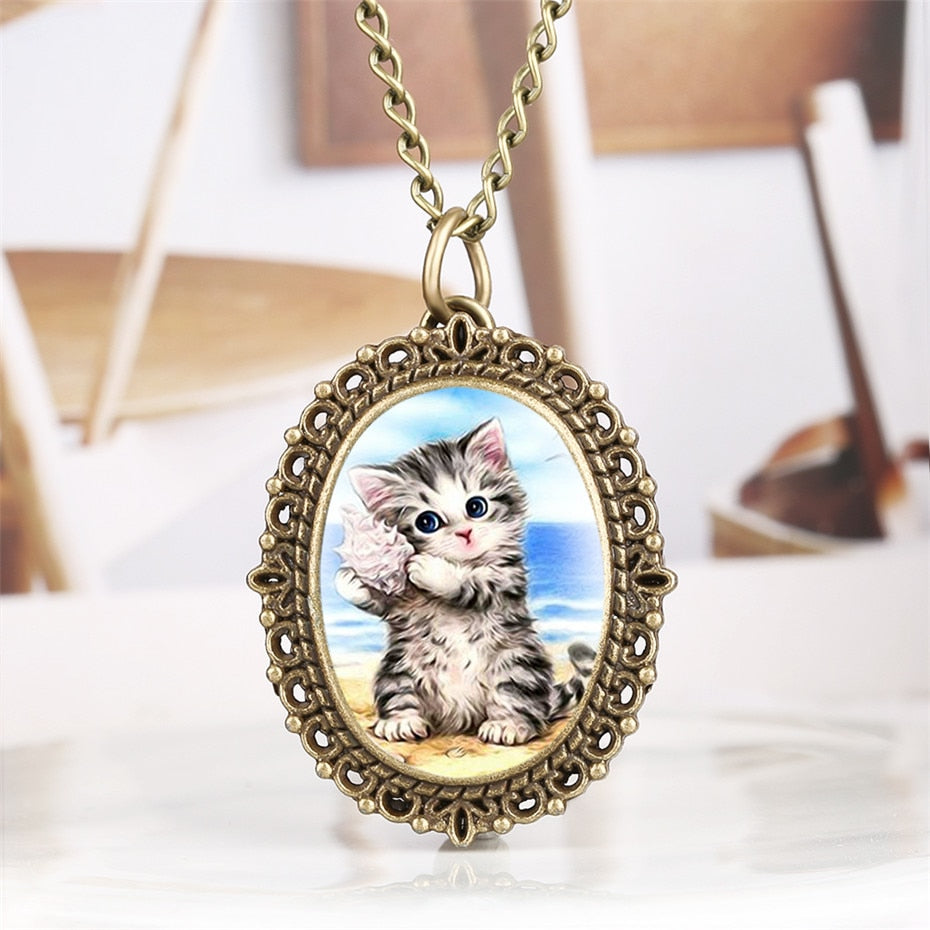 Cherry Cat Pocket Watch