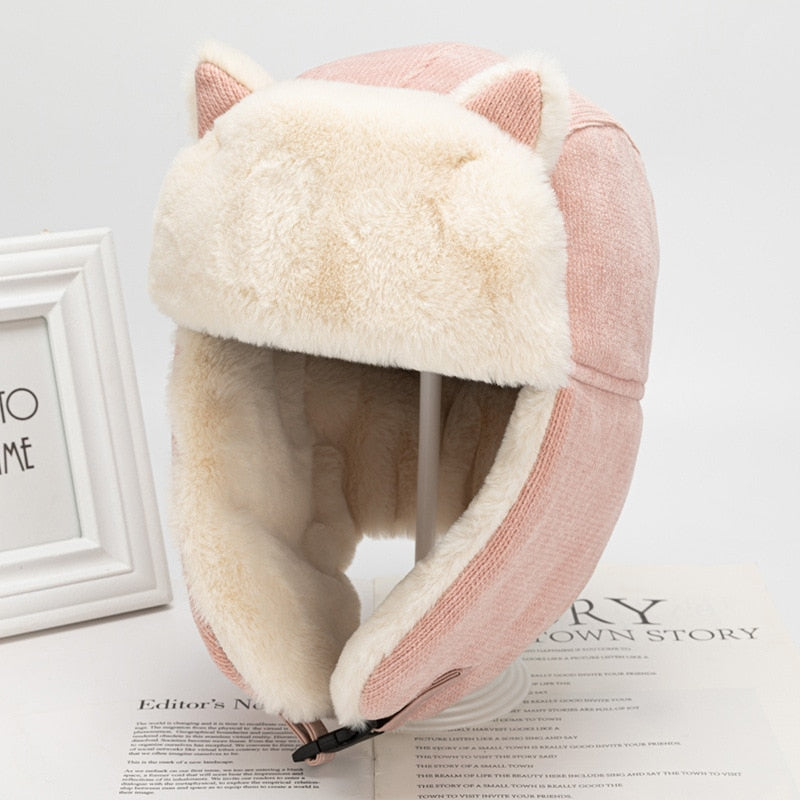 Cat Ears Bomber Hat
