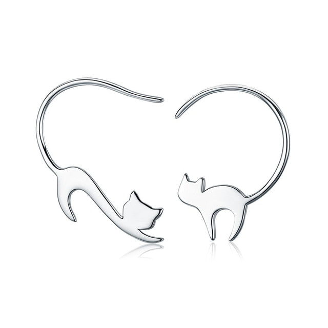 Silver Cats Earrings