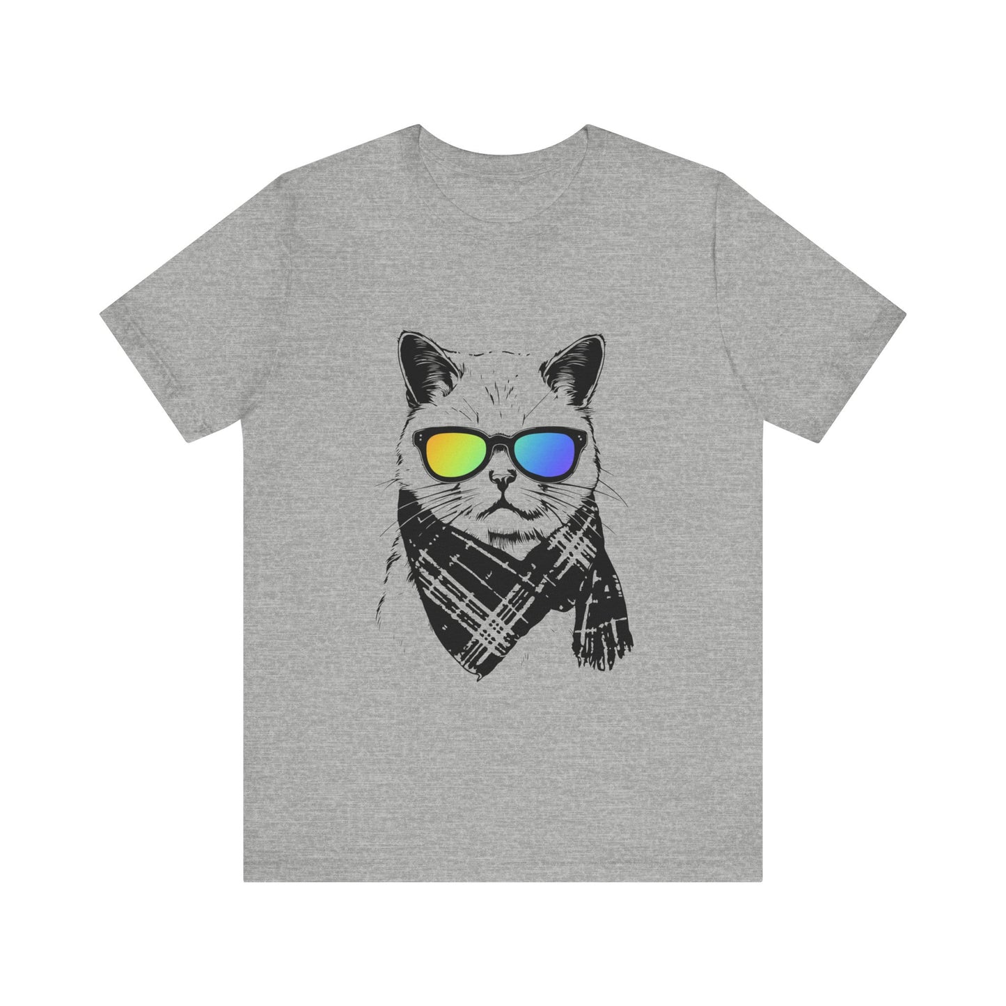 Cool Cat Wearing Rainbow Glasses And Bandana Scarf T-Shirt