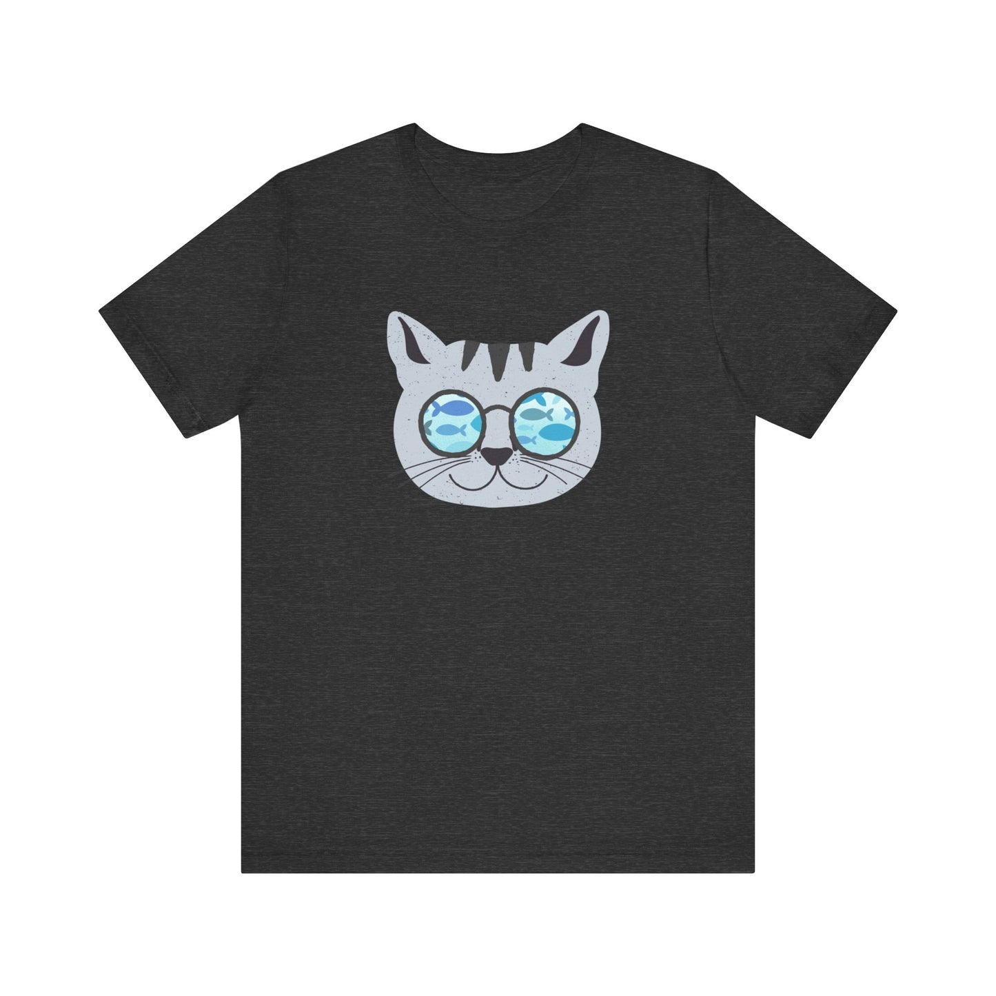 Cat Looking at Fish Through Glasses T-Shirt