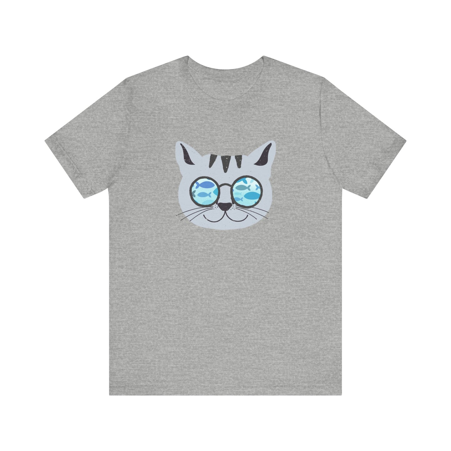 Cat Looking at Fish Through Glasses T-Shirt