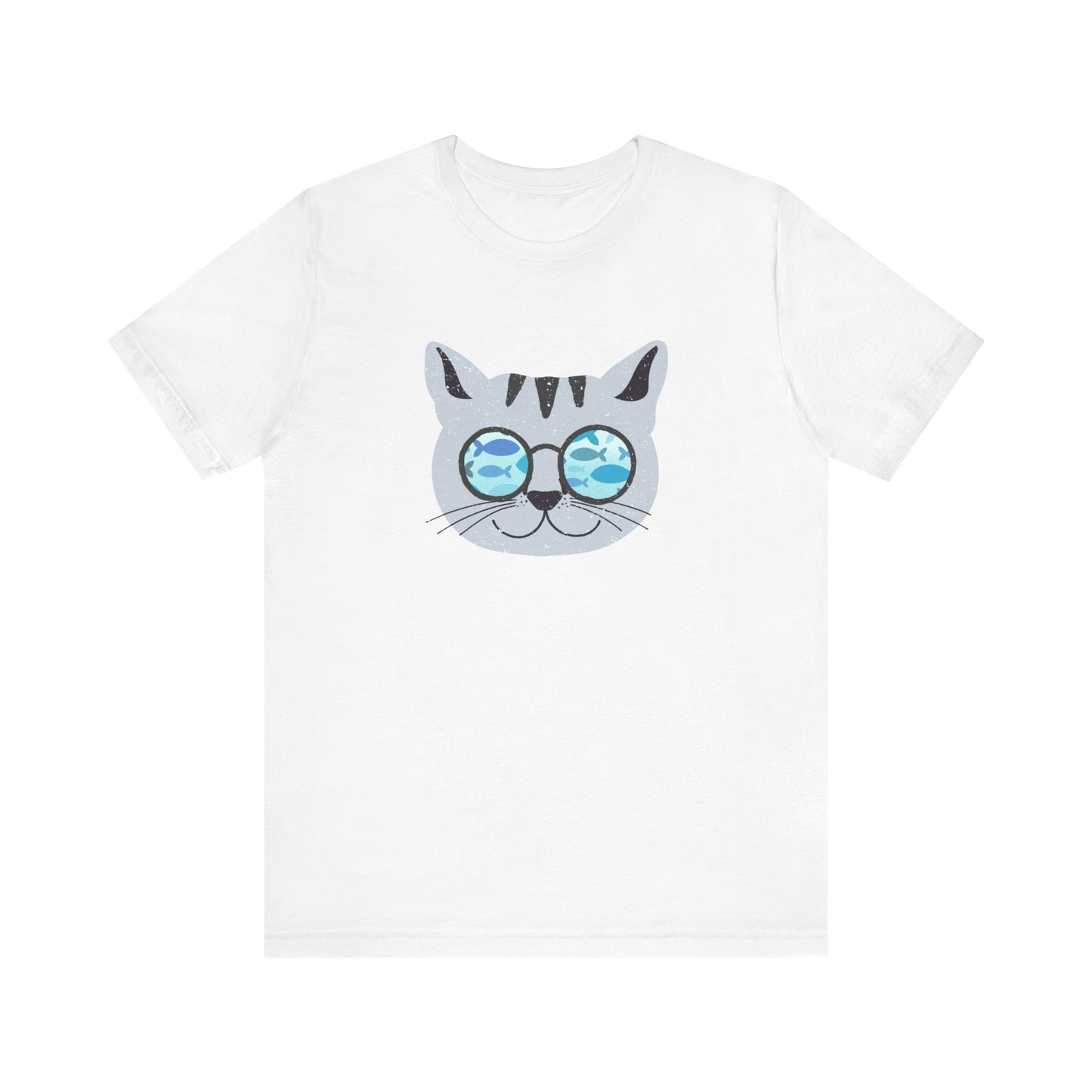 Cat Looking at Fish Through Glasses T-Shirt