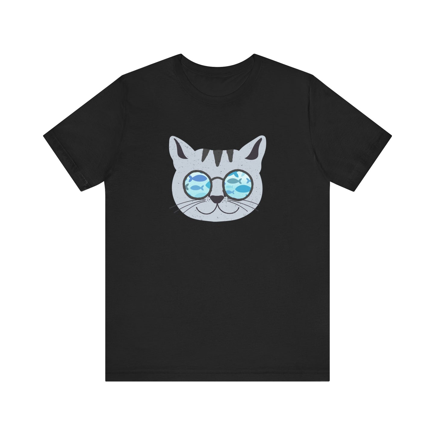 Cat Looking at Fish Through Glasses T-Shirt