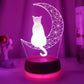 Luz nocturna LED con diseño de gato lunar