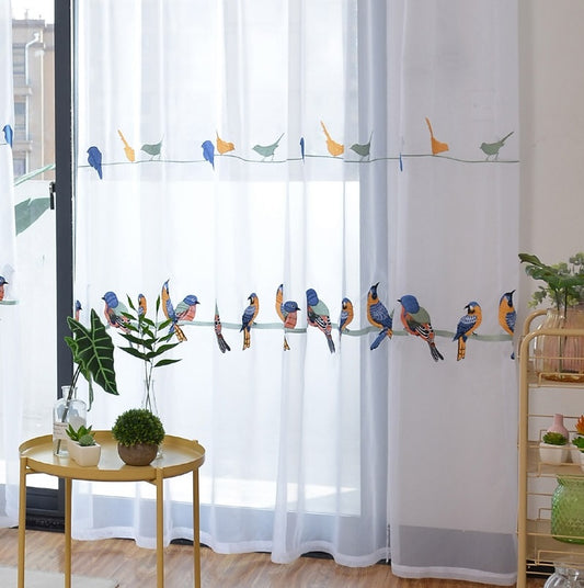 Embroidered Bird Curtain