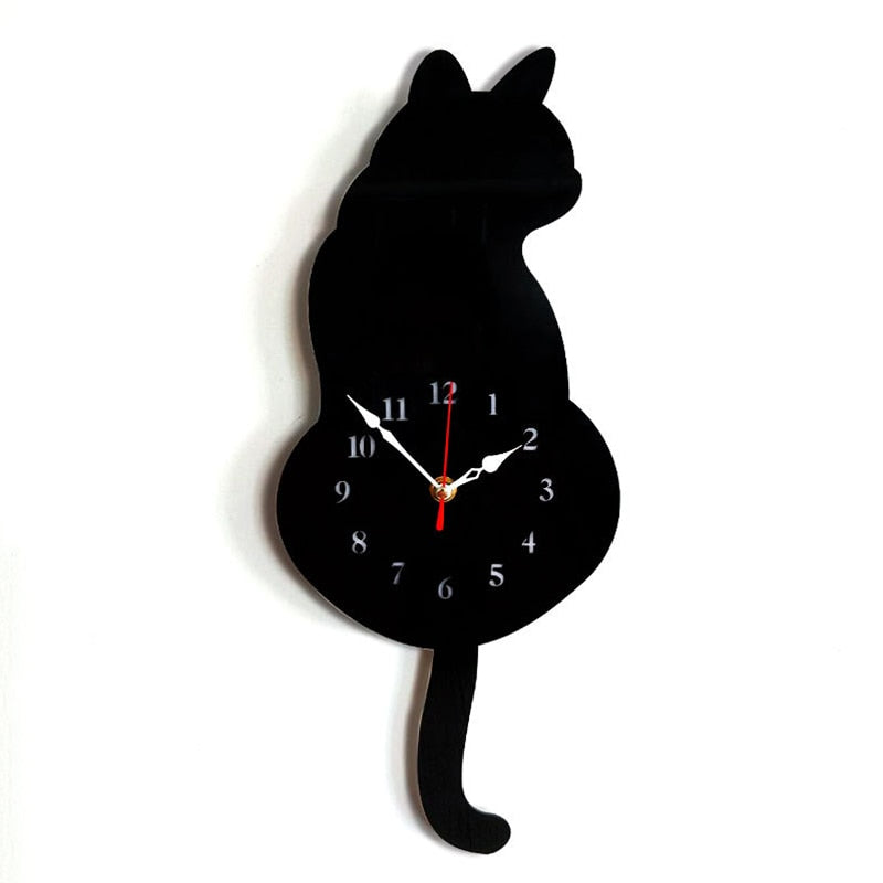 Reloj de espalda de gato meneando la cola