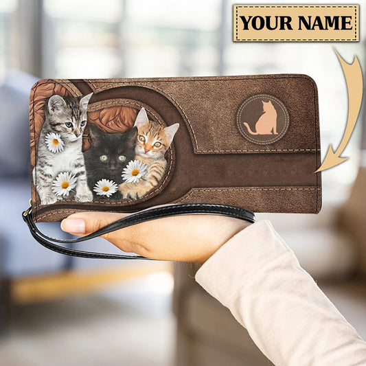 Cat PU Leather Wallet (Customized Name)